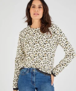 Sweat-shirt maille jacquard imprimé animalier