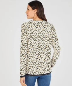 Sweat-shirt maille jacquard imprimé animalier
