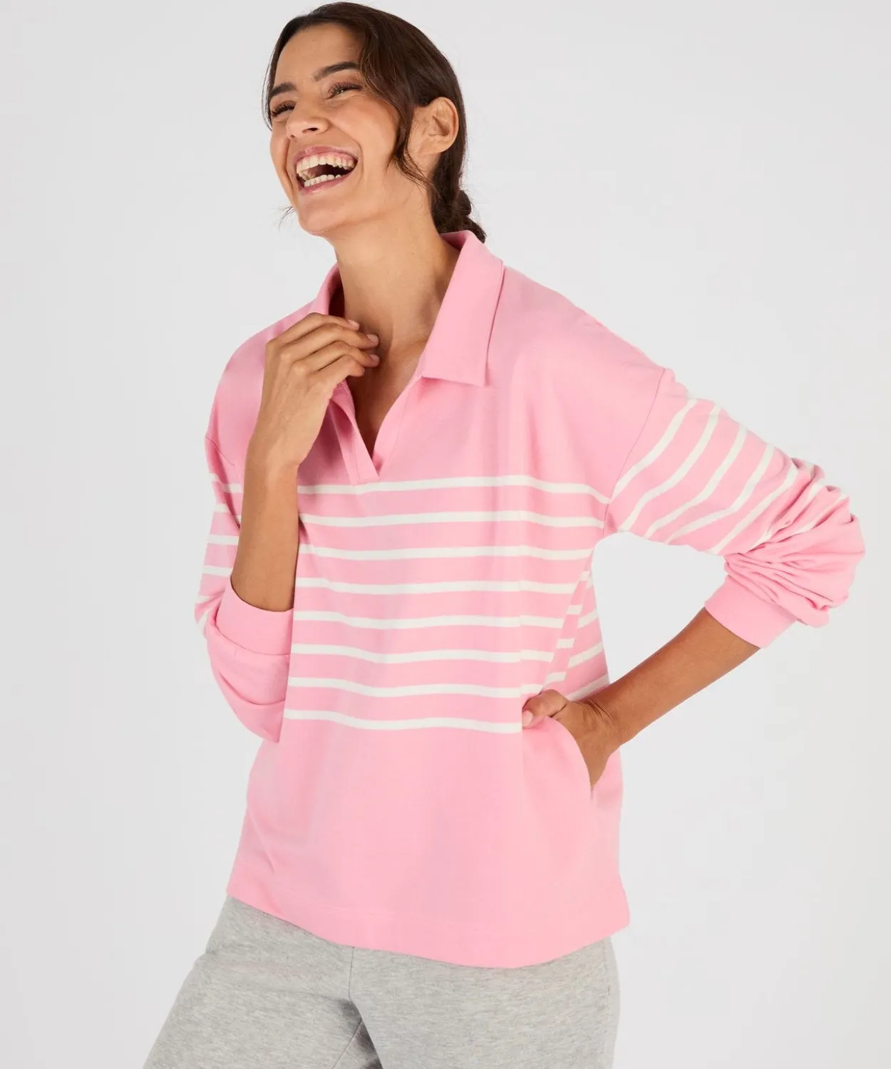 Sweat-shirt molleton rayé