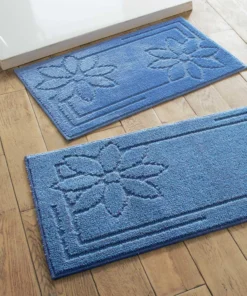 Tapis de bain jacquard marguerites
