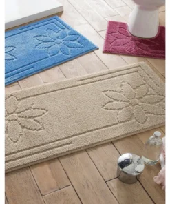 Tapis de bain jacquard marguerites