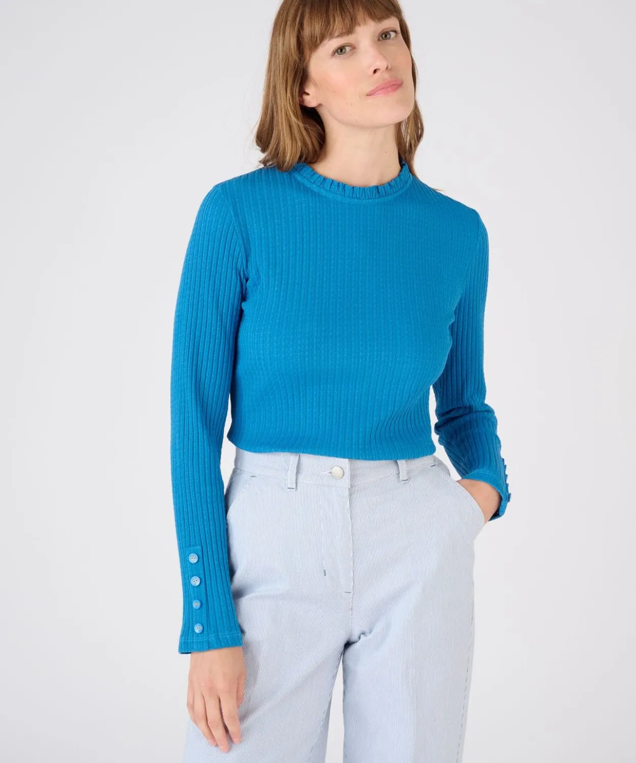 Tee-shirt en maille effet légèrement gaufré pur coton