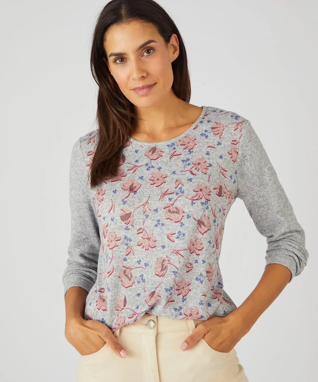 Tee-shirt maille chaude fleuri