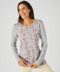 Tee-shirt maille chaude fleuri