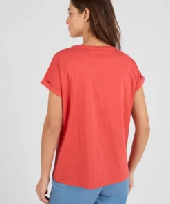 T-shirt bi-matière broderie anglaise
