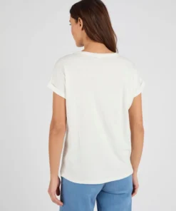 T-shirt bi-matière broderie anglaise