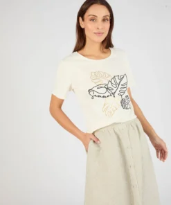 T-shirt brodé pur coton