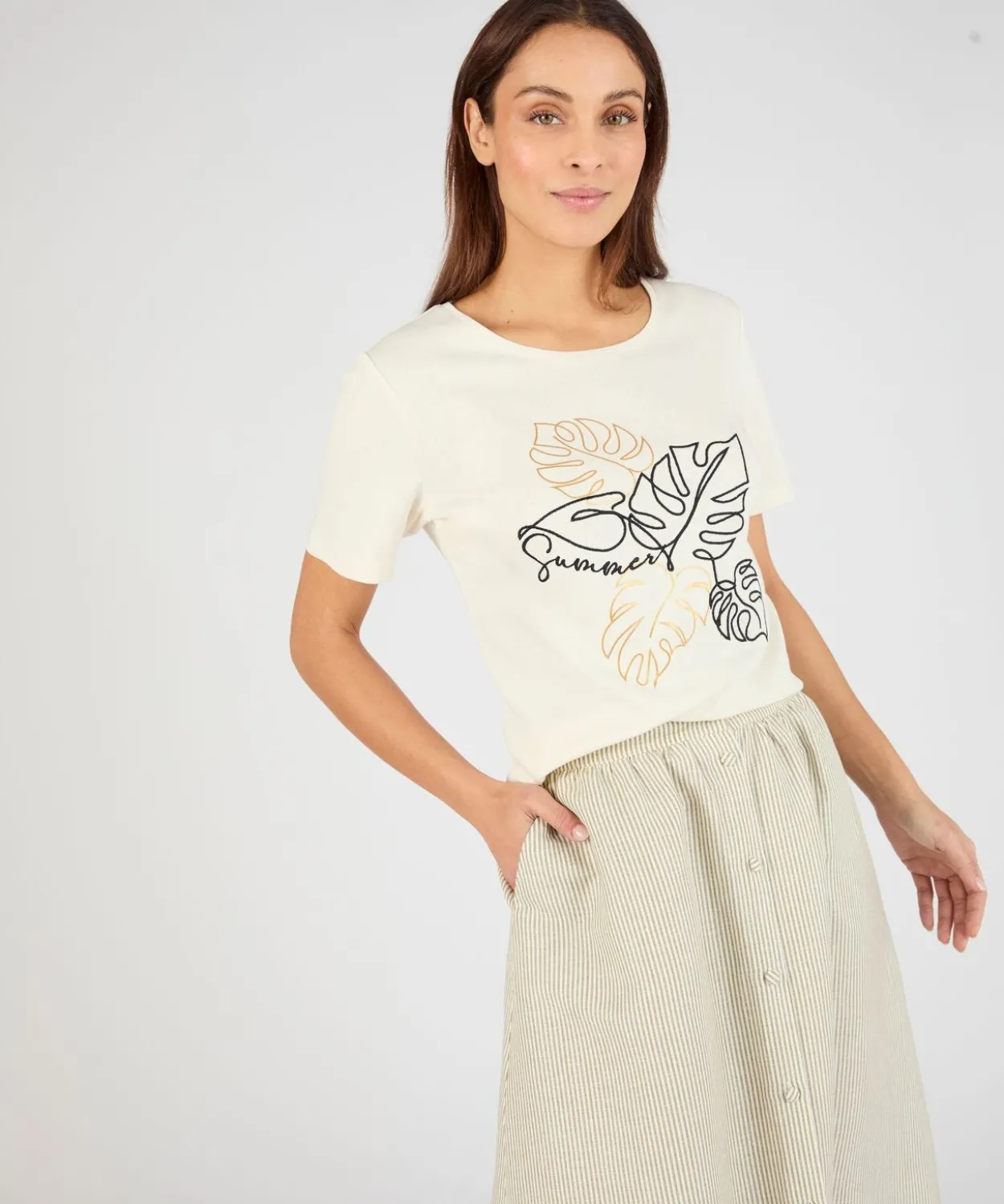 T-shirt brodé pur coton