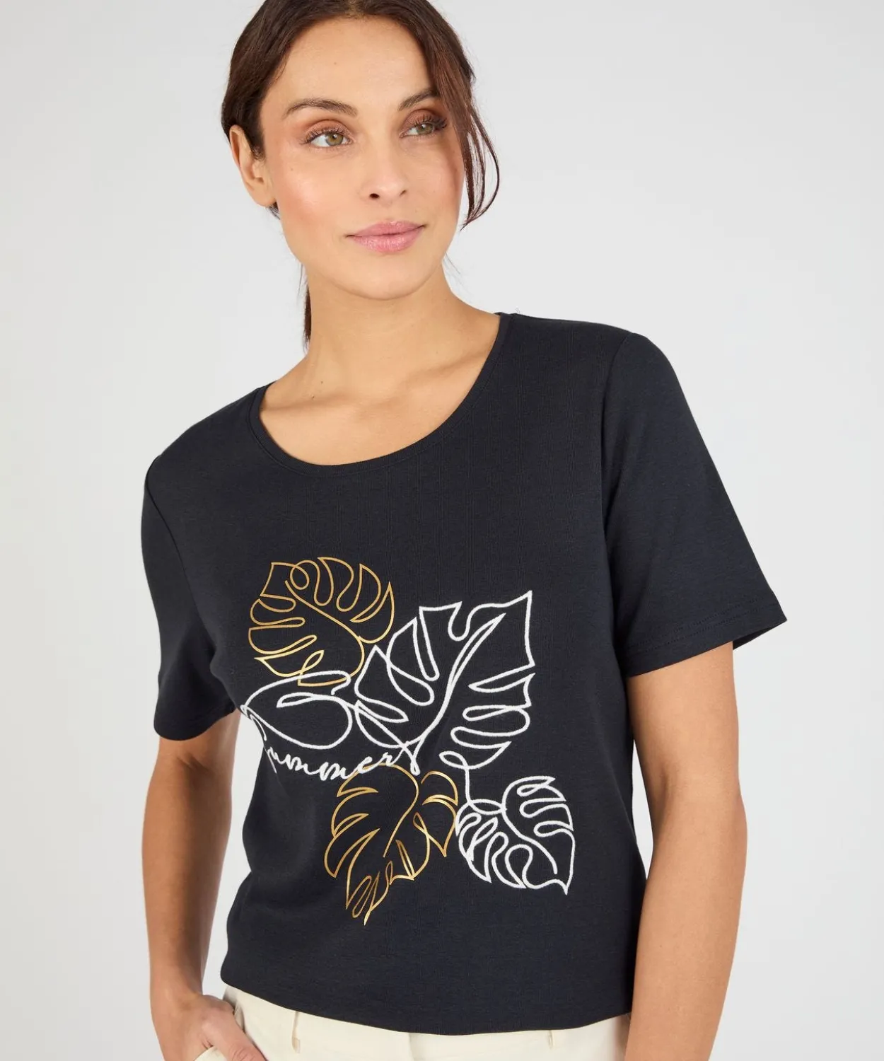 T-shirt brodé pur coton