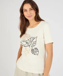 T-shirt brodé pur coton