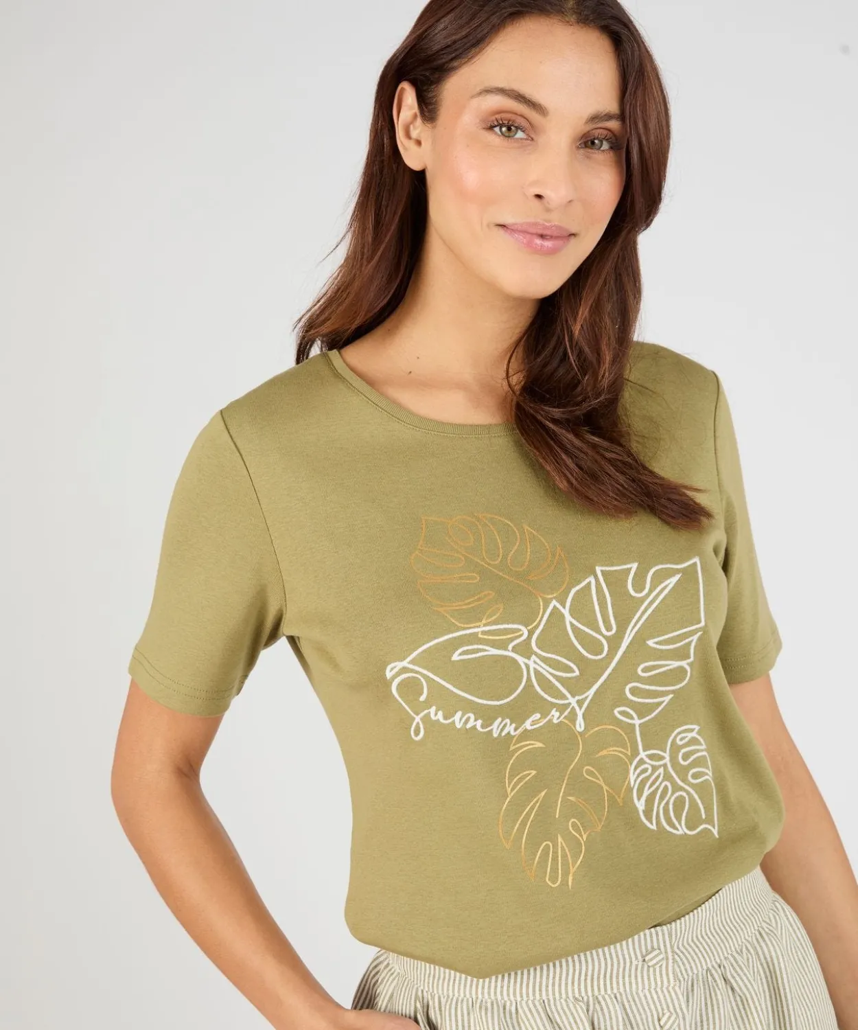 T-shirt brodé pur coton