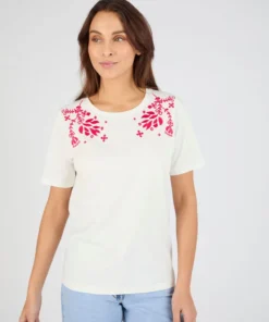T-shirt brodé pur coton