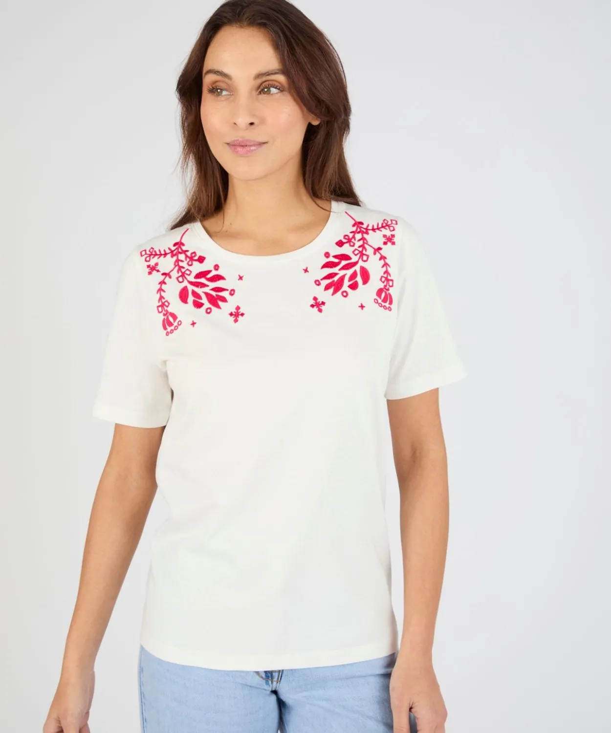 T-shirt brodé pur coton