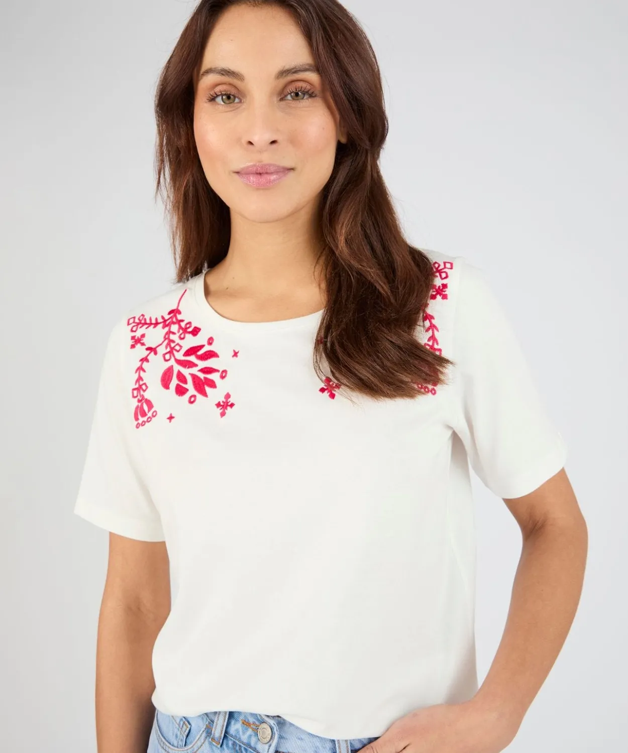 T-shirt brodé pur coton