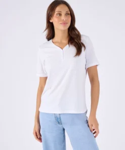 T-shirt col tunisien boutonné
