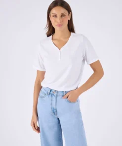 T-shirt col tunisien boutonné