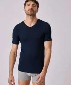 T-shirt col V manches courtes fine côte Thermolactyl Sensitive