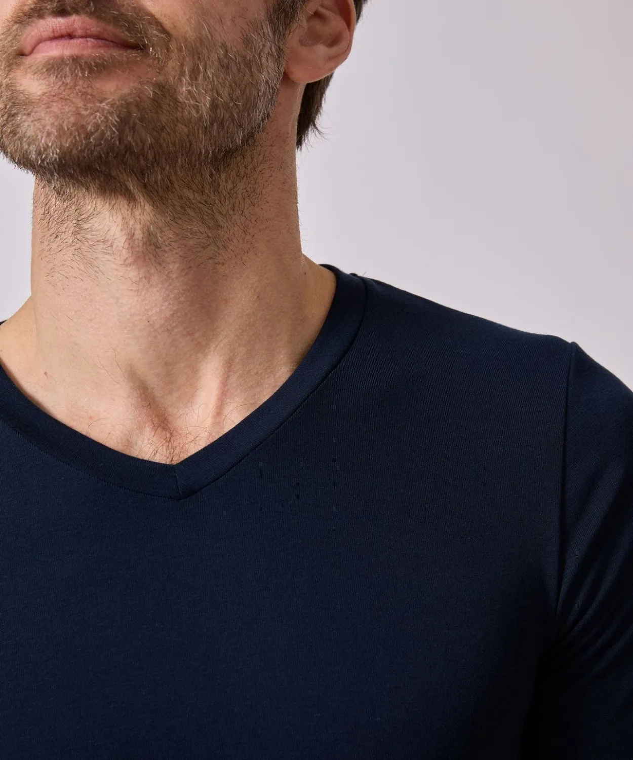 T-shirt col V manches courtes fine côte Thermolactyl Sensitive