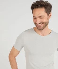 T-shirt col V manches courtes fine côte Thermolactyl Sensitive