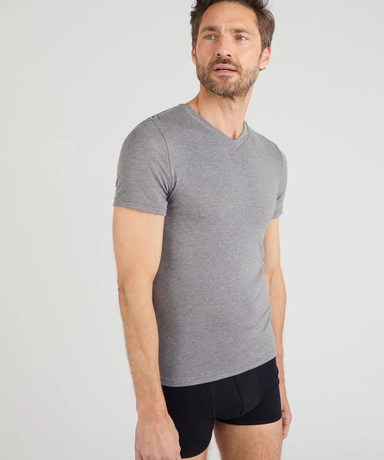 T-shirt col V manches courtes fine côte Thermolactyl Sensitive