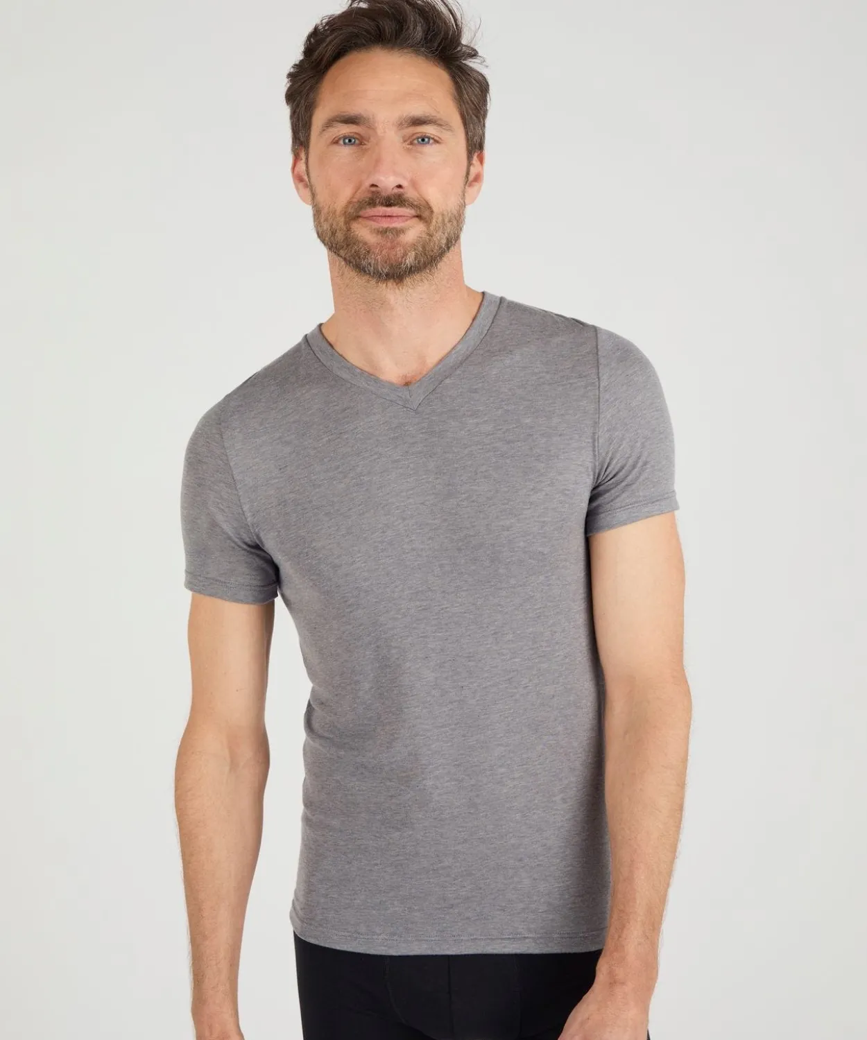 T-shirt col V manches courtes fine côte Thermolactyl Sensitive