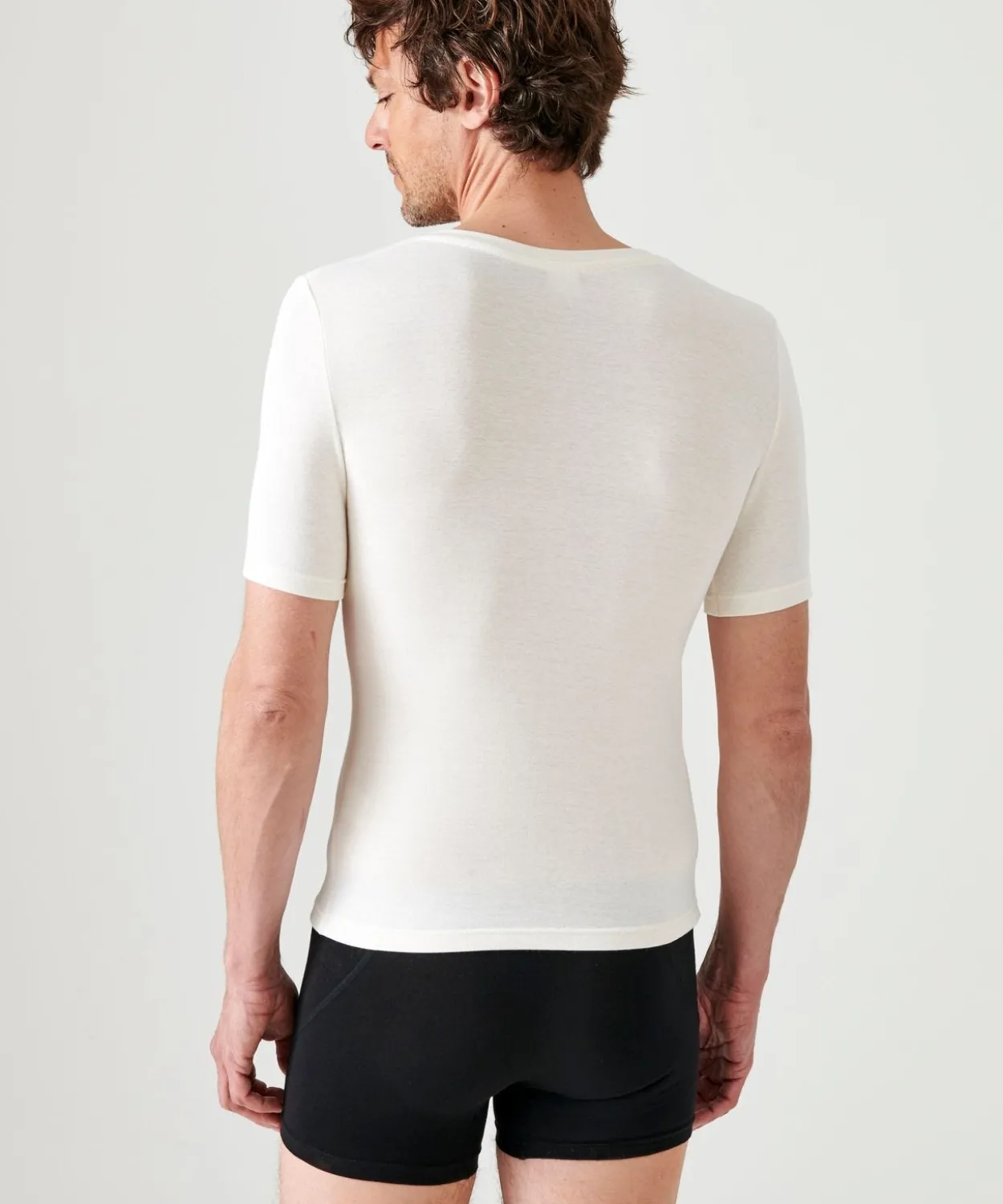 T-shirt col V manches courtes fine côte Thermolactyl Sensitive