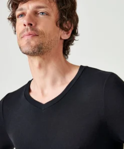 T-shirt col V manches longues fine côte Thermolactyl Sensitive