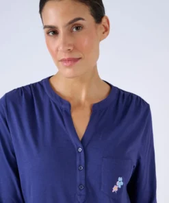T-shirt de pyjama col tunisien en pur coton