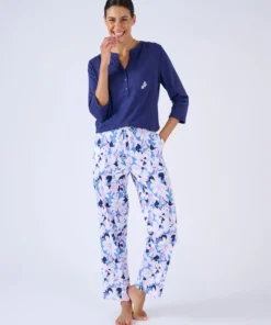 T-shirt de pyjama col tunisien en pur coton