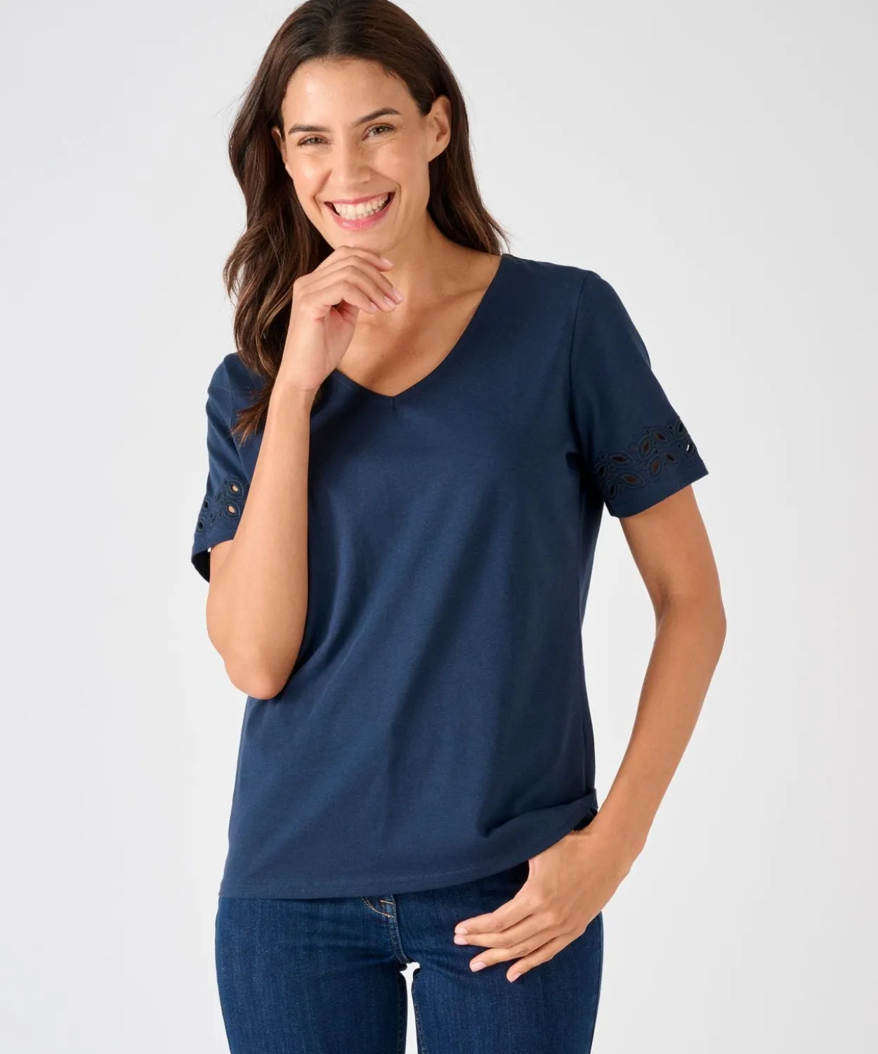 T-shirt détails fantaisie pur coton