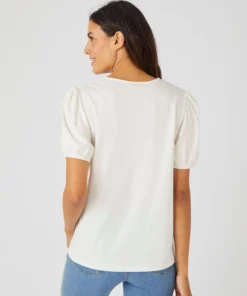T-shirt empiècement broderie anglaise