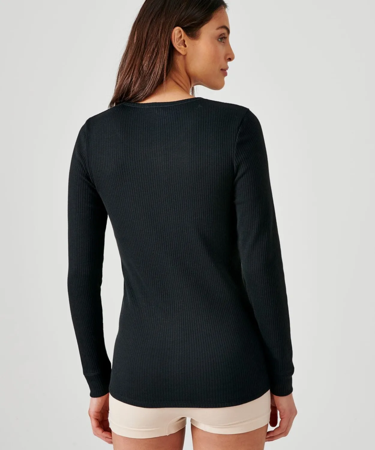 T-shirt femme Thermolactyl col rond, côtes molletonnées