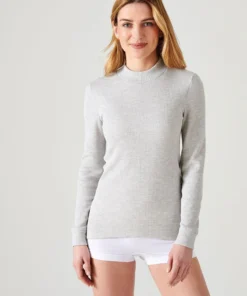 T-shirt femme Thermolactylcol montant, côtes molletonnées