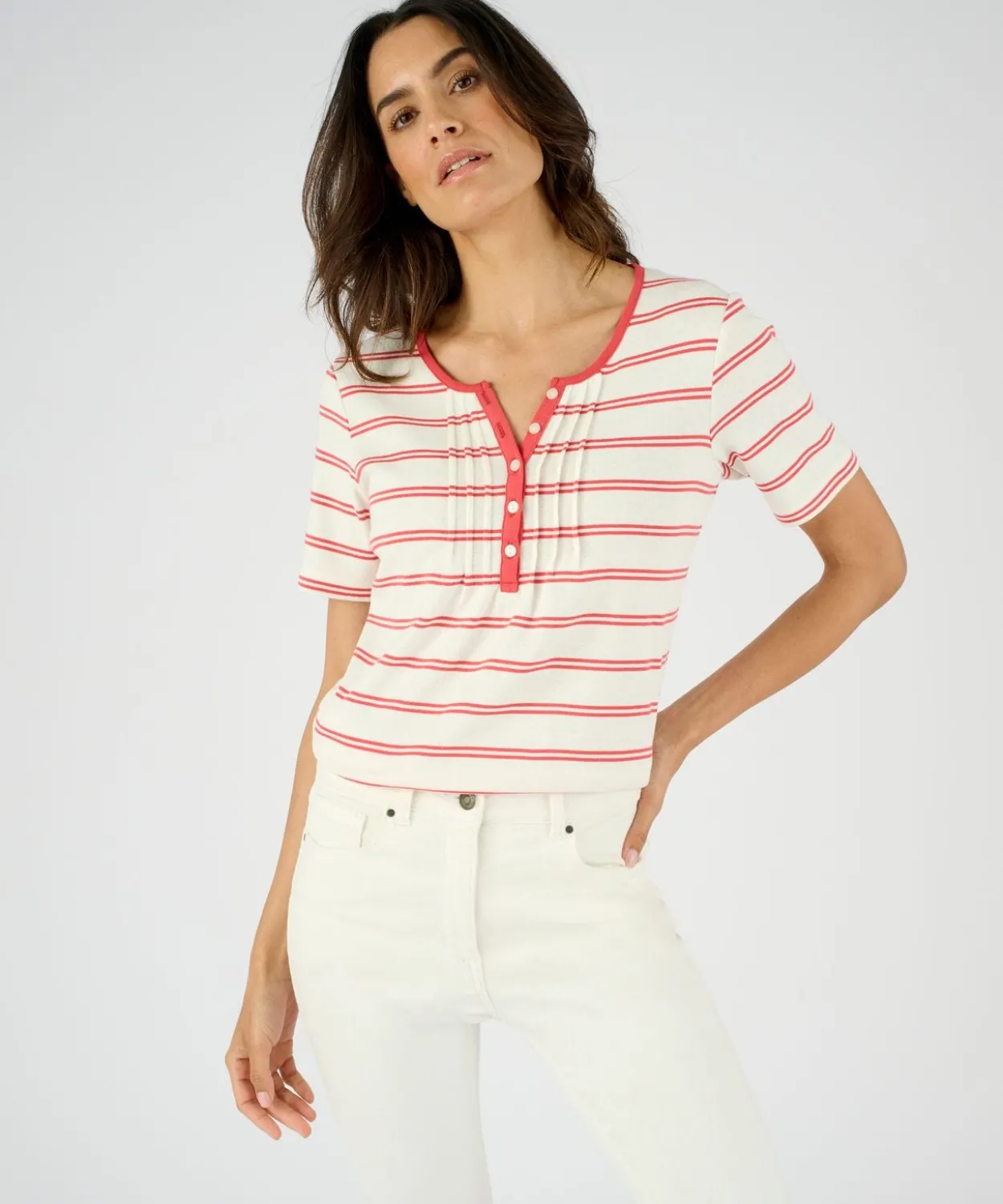 T-shirt fine côte pur coton