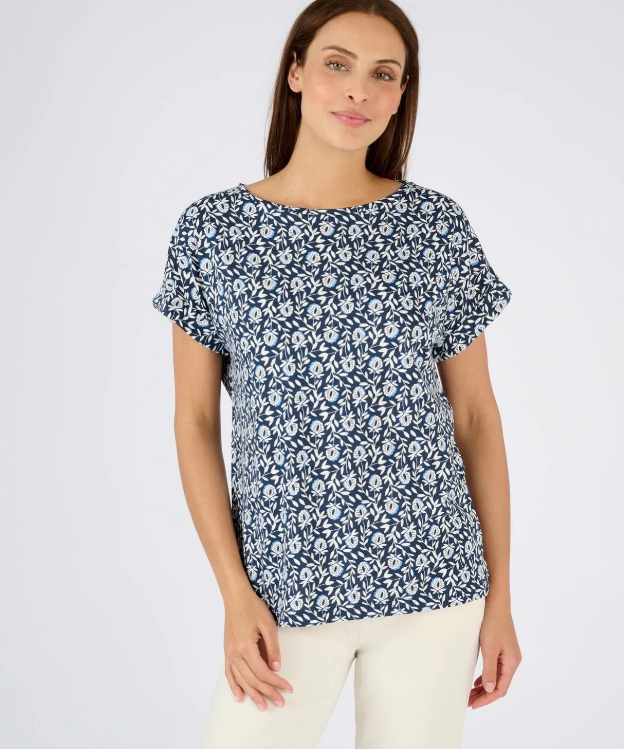 T-shirt flammé imprimé végétal