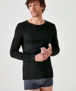 T-shirt homme Thermolactyl col rond, côtes molletonnées