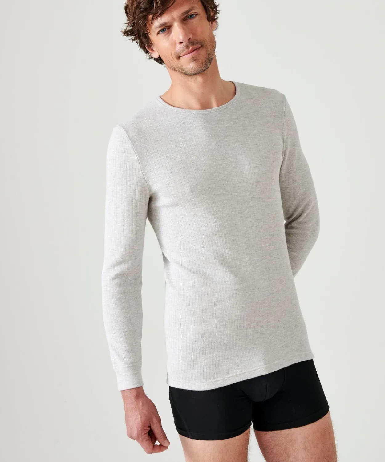 T-shirt homme Thermolactyl col rond, côtes molletonnées