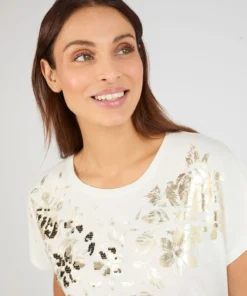 T-shirt imprimé brillant et sequins