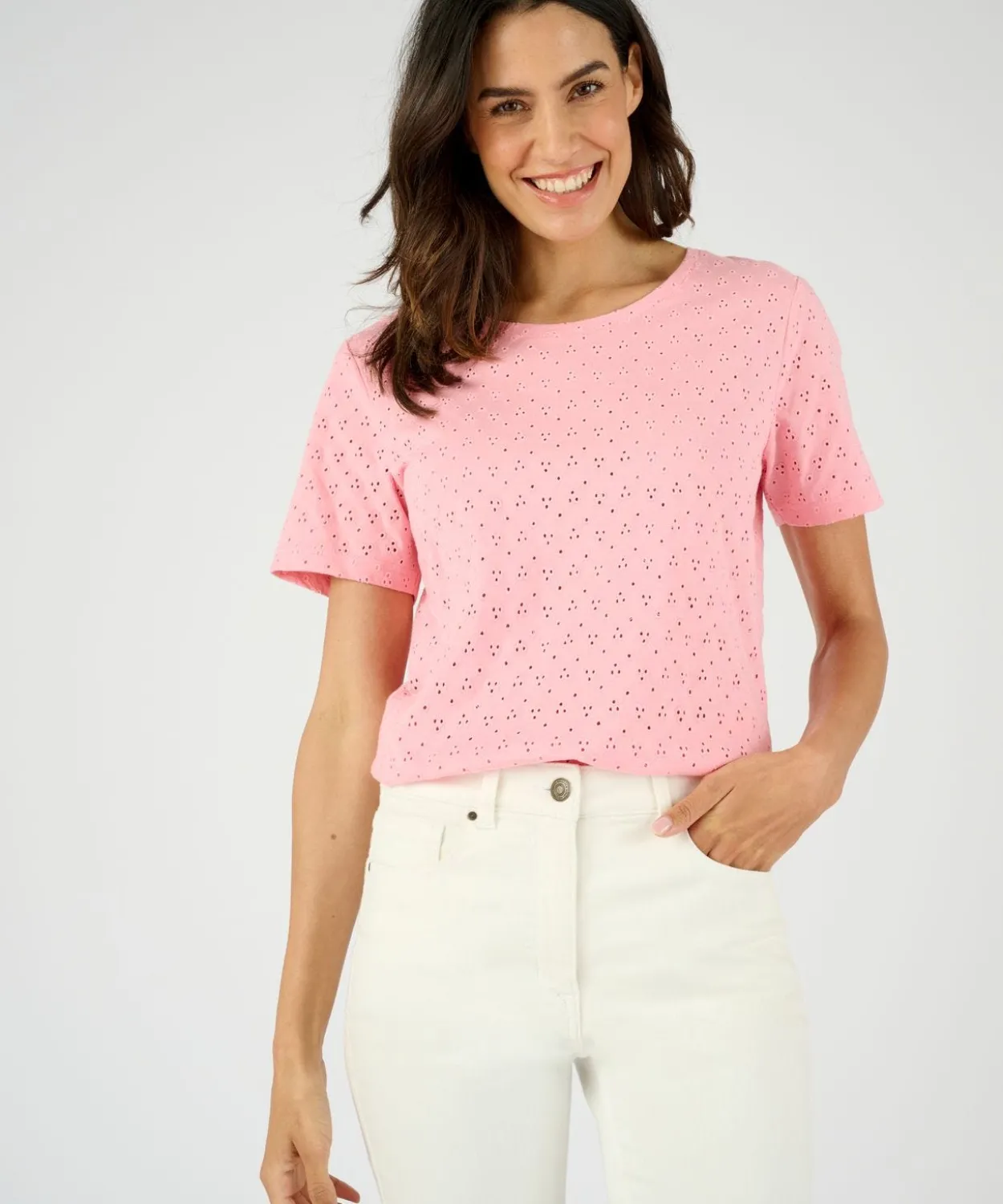 T-shirt maille brodée pur coton