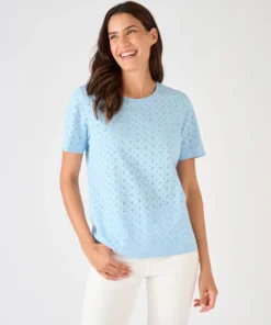T-shirt maille brodée pur coton