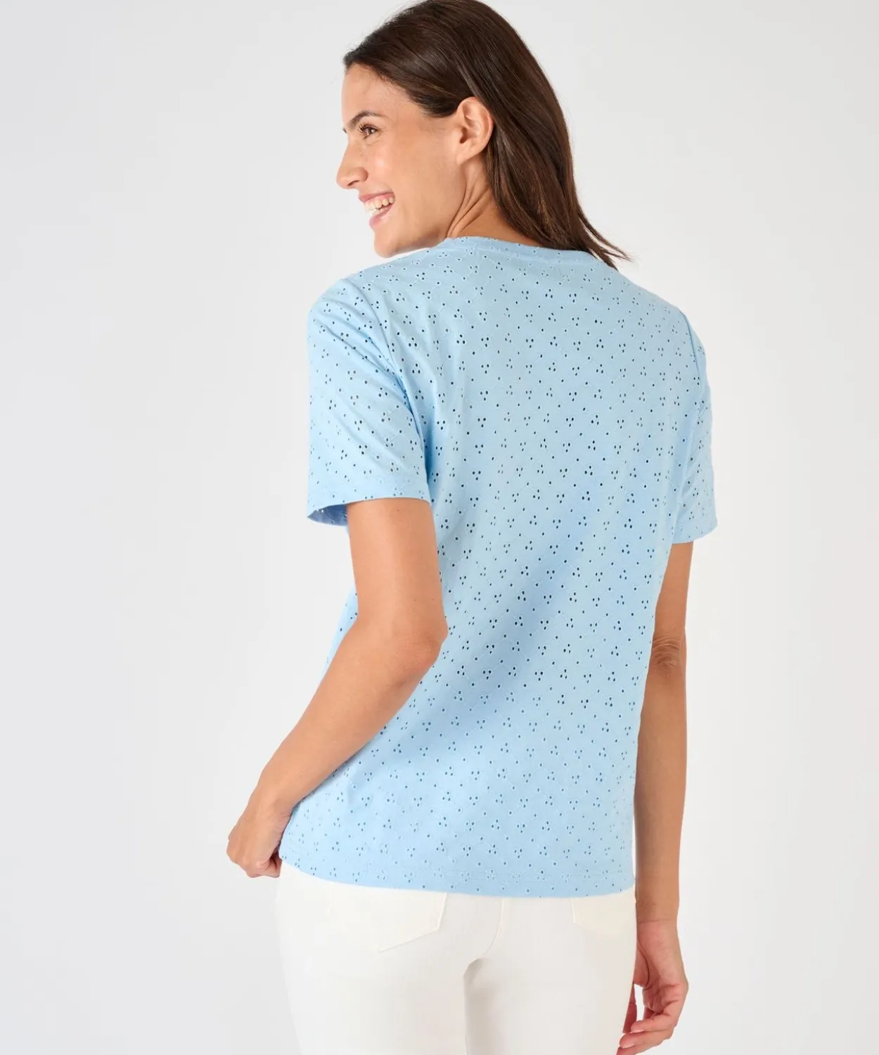 T-shirt maille brodée pur coton