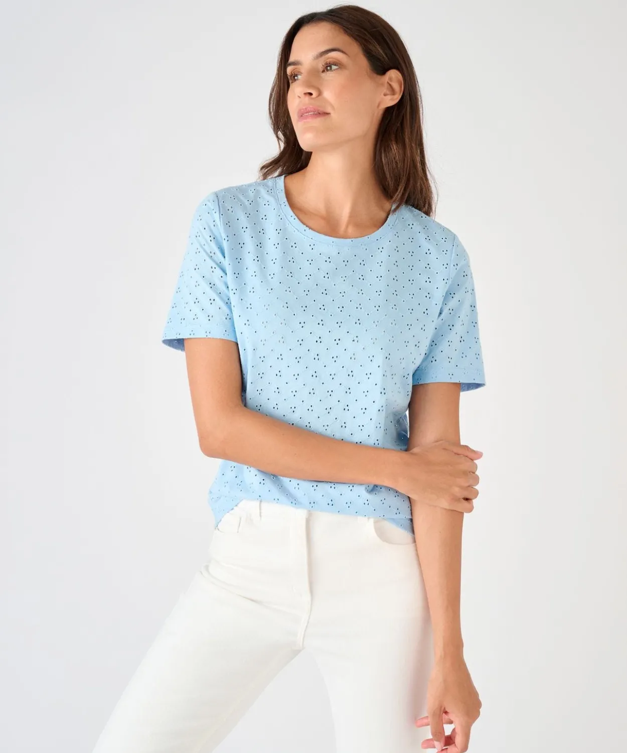 T-shirt maille brodée pur coton