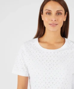 T-shirt maille brodée pur coton