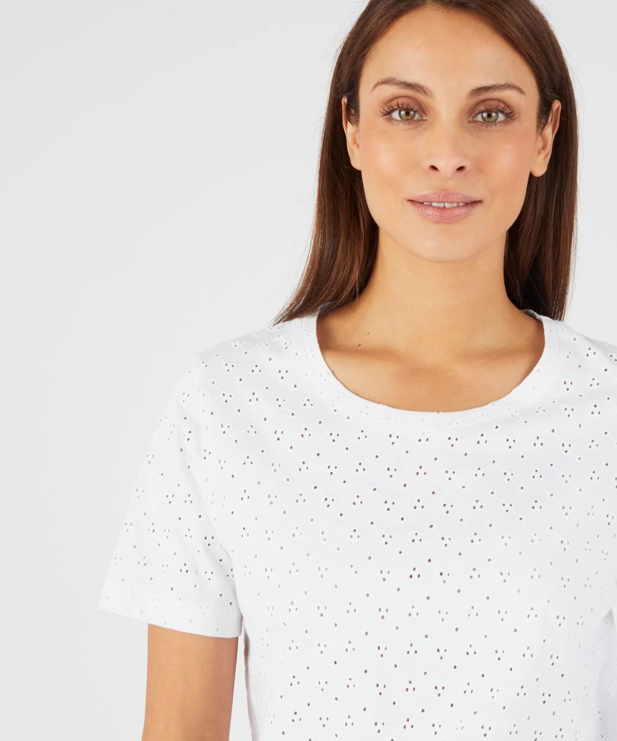 T-shirt maille brodée pur coton