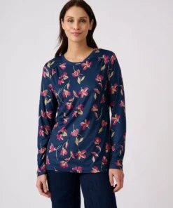 T-shirt maille chaude imprimé végétal