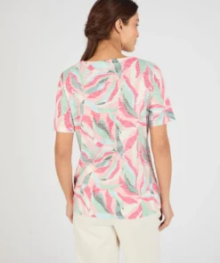 T-shirt maille dévorée imprimé végétal