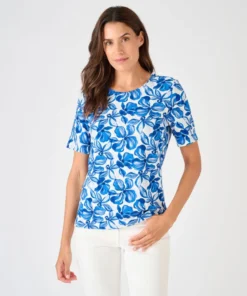 T-shirt maille gaufrée fleurie