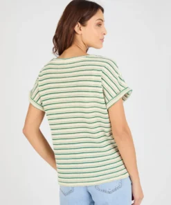 T-shirt maille jacquard rayée