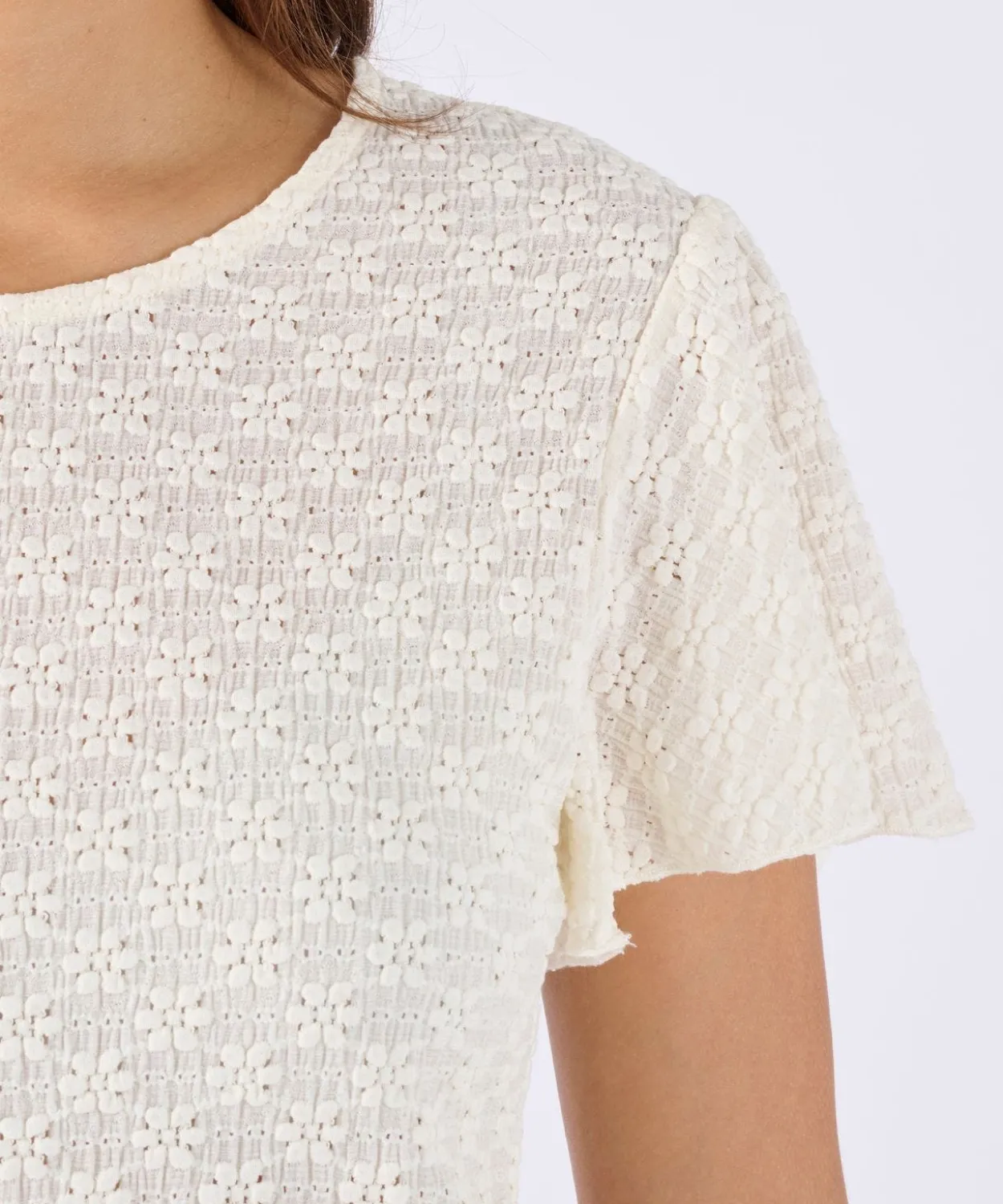 T-shirt maille jacquard reliéfée