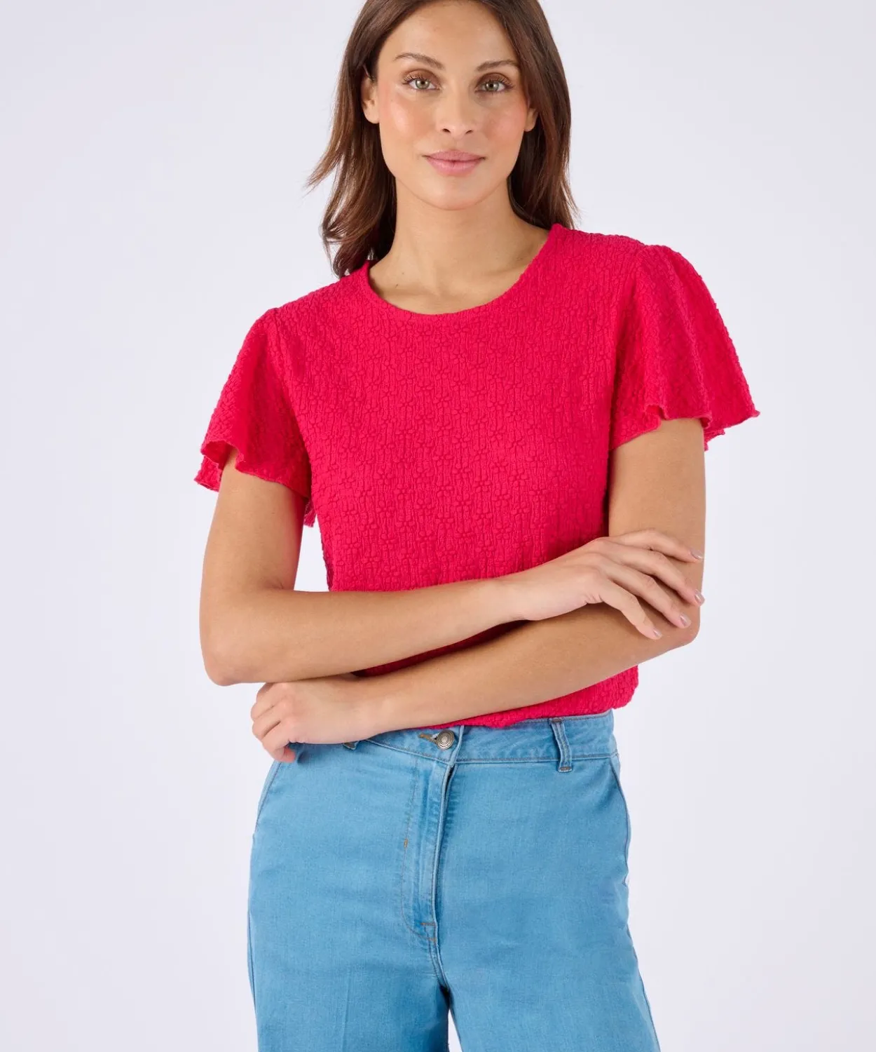 T-shirt maille jacquard reliéfée